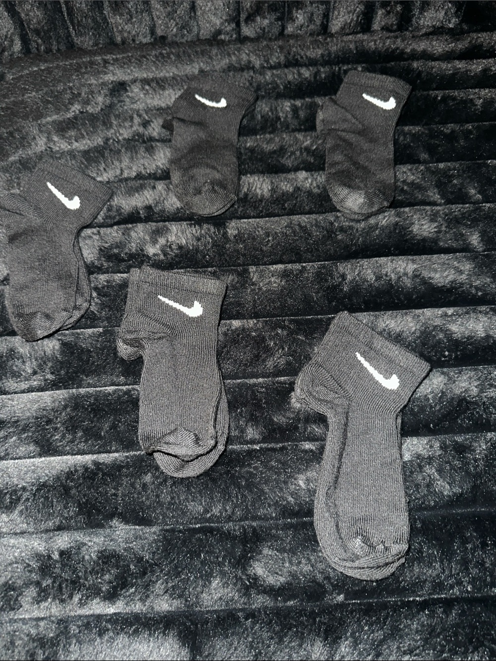 Nike Black Ankle Socks with White Swoosh - Pack of 6